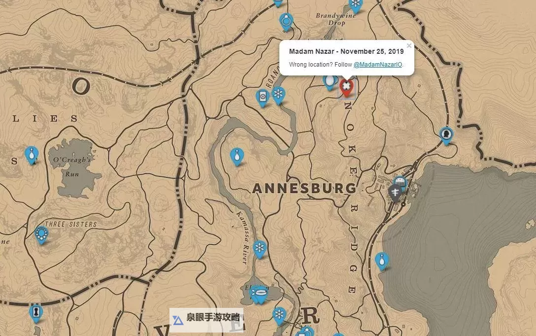 《荒野大镖客OL》1月11日纳扎尔夫人位置图2