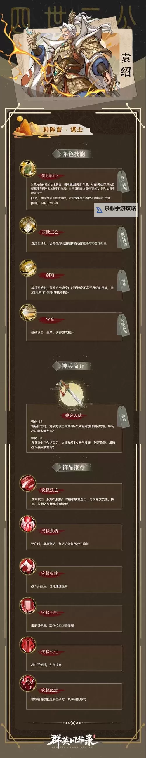 《群英风华录》英雄介绍：袁绍技能神兵详解！图1