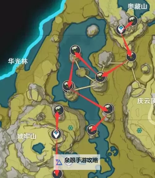 《原神》清心采集地点与路线规划图1